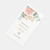 Rose Goldblume Eukalyptus Grünes Brautparty Serviette (Ecke)