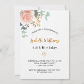 Rose Goldblume Eukalyptus-Luxus Einladung (Vorderseite)