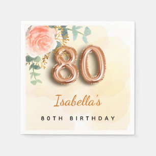 Rose Goldblume Eukalyptus Name 80. Geburtstag Serviette