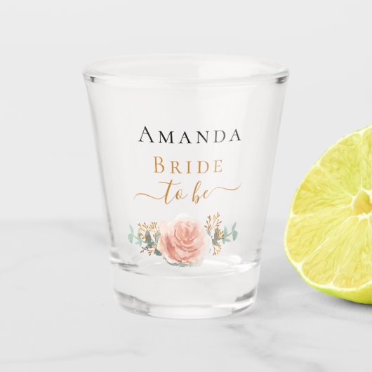 Rose Goldblume Eukalyptusgrün Schnapsglas (Vorderseite)