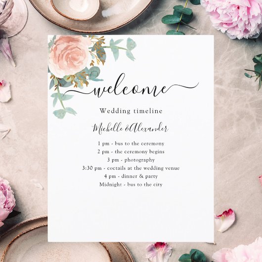 Rose Goldblume Hochzeitsprogramm