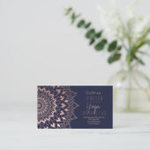 Rose Goldblume Mandala Marine Yogalehrer Visitenkarte (Stehend Vorderseite)