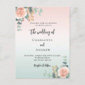 Rose Goldblumen Hochzeit Einladungspostkarte (Vorderseite)