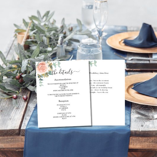 Rose Goldblumengrün Einzelheiten zum Hochzeitsprog