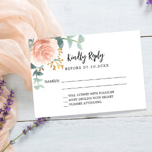Rose Goldblumengrün Geburtstagsreaktion UAWG RSVP Karte