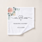 Rose Goldblumengrün mehr Herz Hochzeit Badhandtuch Set (Waschlappen)