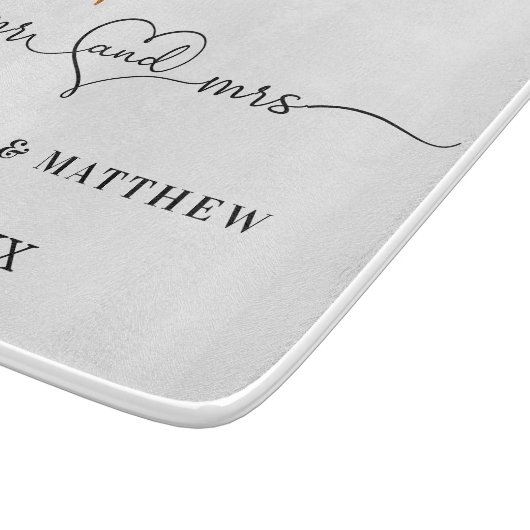 Rose Goldblumengrün mehr Herz Hochzeit Schneidebrett (Ecke)