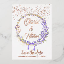 Rose Goldblumenkalligraphie Save the Date