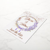 Rose Goldblumenkalligraphie Save the Date Folieneinladung (Gedreht)