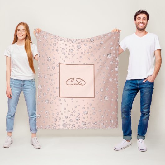 Rose Goldblush-Diamanten-Monogramm Fleecedecke (Beispiel)