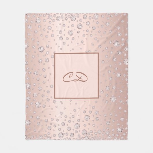 Rose Goldblush-Diamanten-Monogramm Fleecedecke (Vorderseite)