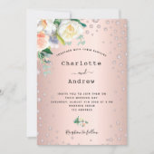 Rose Goldblüte Blumendiamanten glamouröse Hochzeit Einladung (Vorderseite)