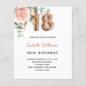 Rose Goldblütenbudget 18. Geburtstag Flyer (Vorne)