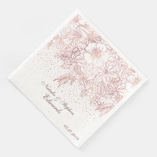 Rose Goldblütendudeln Konfetti Hochzeit Serviette (Ecke)