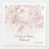Rose Goldblütendudeln Konfetti Hochzeit Serviette (Vorderseite)