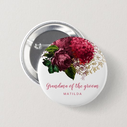 Rose Goldblütenmutter Großmutter Button (Vorne & Hinten)