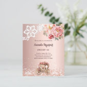 Rose Goldblütenwagen Sweet 16 Einladung (Stehend Vorderseite)