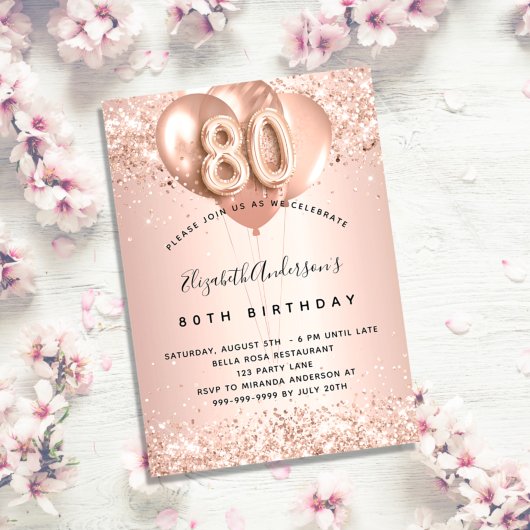 Rose Goldblütler aus dem 80. Jahrhundert Einladung