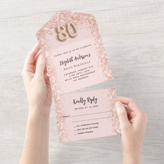 Rose Goldblütler-Funkel-Party UAWG All In One Einladung (Abreißen)