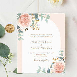 Rose Goldbogen Blumengrün Einladung zur Hochzeit
