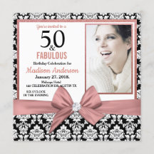 Rose Goldbogen schwarzer Damast 50. Geburtstag Fot