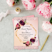 Rose goldbordeauxfarben Einladung Hochzeit Postkarte