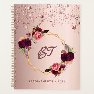 Rose goldbordeauxfarbene Sterne 2026 Planer