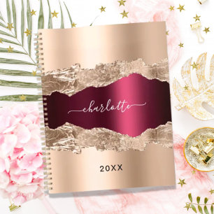 Rose goldbordeauxfarbenes Edelmetall Marmorname 20 Planer