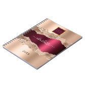 Rose goldbordeauxfarbenes Firmenlogo Notizblock (Linke Seite)