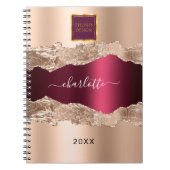 Rose goldbordeauxfarbenes Firmenlogo Notizblock (Vorderseite)