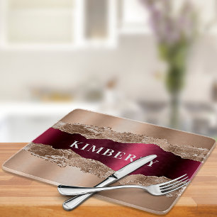Rose Goldbordeauxpas Marmorname Schneidebrett