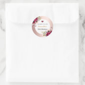 Rose goldbordeauxrot, floralelegant runder aufkleber (Tasche)