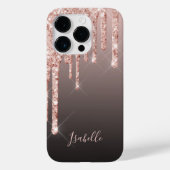 Rose goldbraun schwarzer Glitzer Tropfen Name mädc Case-Mate iPhone Hülle (Rückseite)