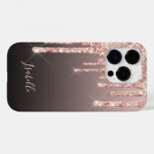 Rose goldbraun schwarzer Glitzer Tropfen Name mädc Case-Mate iPhone Hülle (Rückseite (Horizontal))
