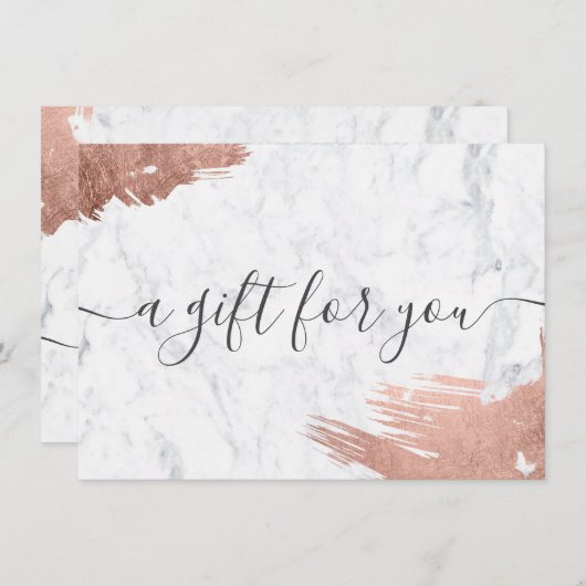 Rose Goldbürste Marmor elegant Geschenkgutschein (Vorne/Hinten)