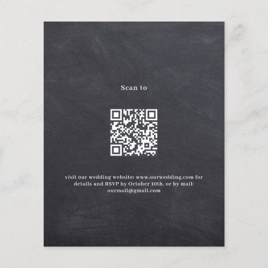 Rose Goldchalkboard QR Haushalt Einladung Hochzeit (Rückseite)