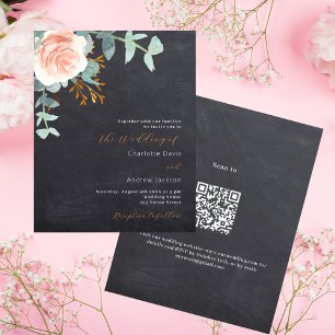 Rose Goldchalkboard QR Haushalt Einladung Hochzeit