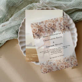 Rose Goldcreme-Blüten klare Hochzeit Pergament Einladungen