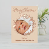 Rose Golddetails Frohe Weihnachten Folien Feiertagskarte (Stehend vorne)