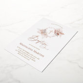 Rose Golddetails Taufe boho Blume Folieneinladung (Gedreht)