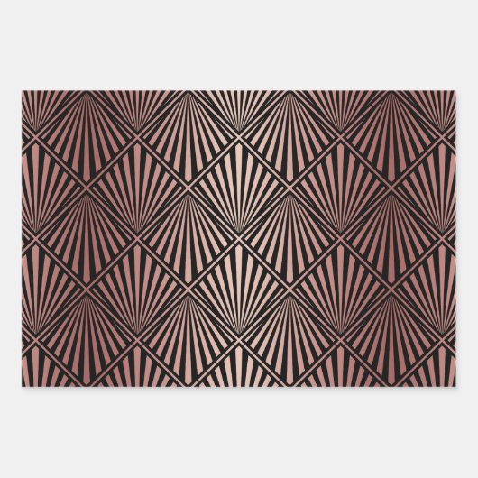 Rose Golden & Black Art Deco Geschenkpapier Set (Vorderseite 2)