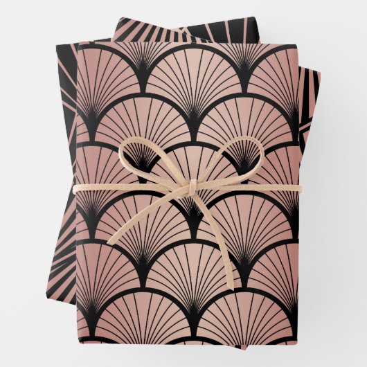 Rose Golden & Black Art Deco Geschenkpapier Set (Beispiel)