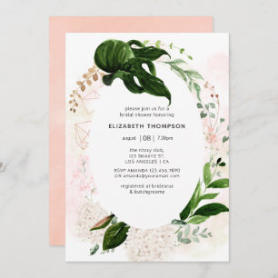 Rose Golden & Blush Geometric Greenery Brautparty Einladung