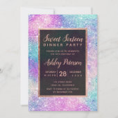 Rose Golden chic nebula Glitzer typografie Sweet 1 Einladung (Vorderseite)