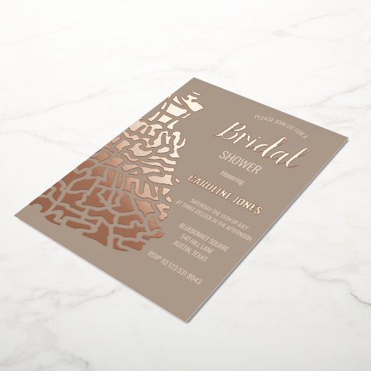 Rose Golden Foil Elegantes Brautparty Folieneinladung (Gedreht)