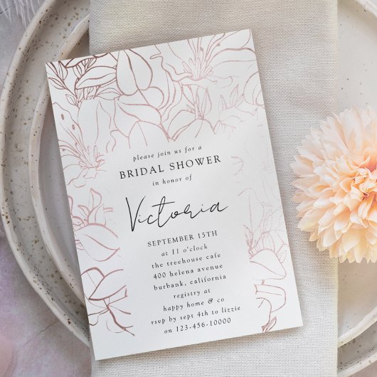 Rose Golden Foil Line Brautparty Einladung