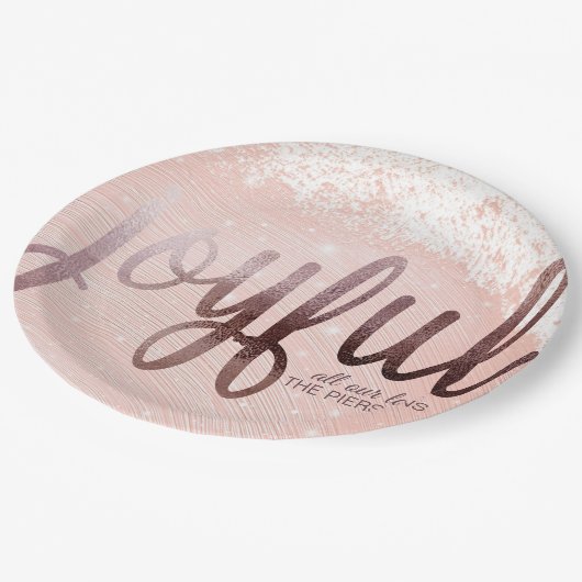 Rose Golden Foil Pappteller (Schrägansicht)