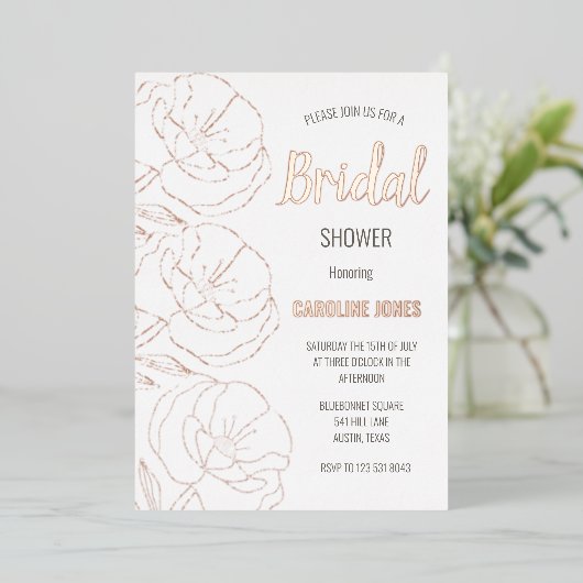 Rose Golden Foil Piazza della Riforma Brautparty Folieneinladung (Stehend vorne)