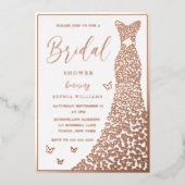 Rose Golden Foil Rodelbahn Elegantes Brautparty Folieneinladung (Vorderseite)