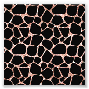 Rose Golden Glitzer Black Spots Safari Cheetah Fotodruck